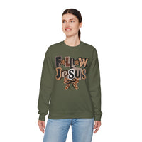 Follow Jesus, Patchwork – Gildan Heavy Blend | Trendy Women’s Soft Sweatshirt. Direct to Garment. Printed & Shipped in the USA. Unisex Sizes.