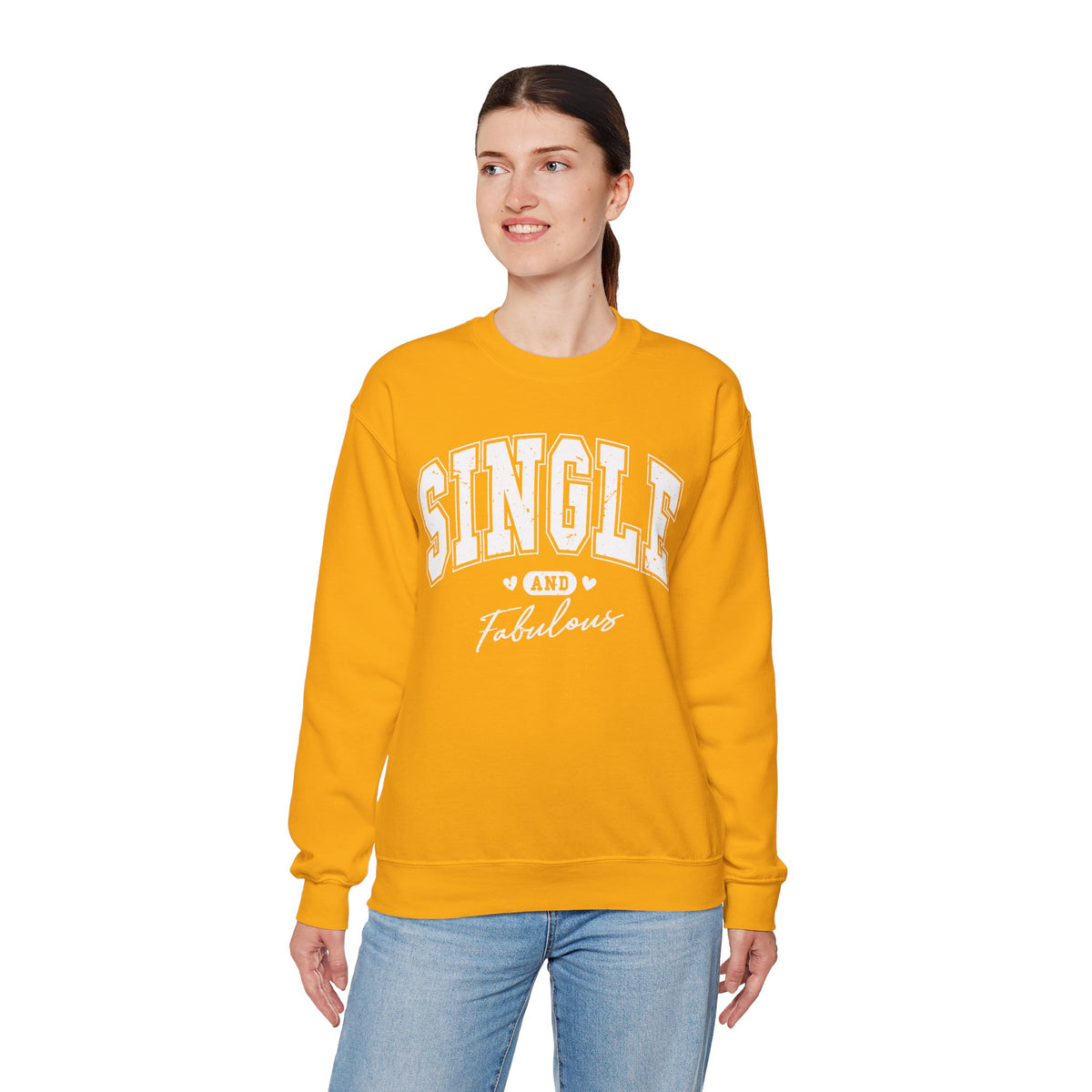 Single and Fabulous - Varsity – Gildan Heavy Blend | Trendy Women’s Soft Sweatshirt. Direct to Garment. Printed & Shipped in the USA. Unisex Sizes.
