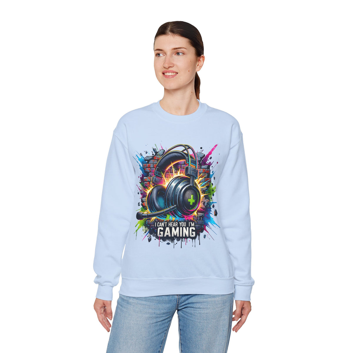 Gaming Headset I Can't Hear You, I'm Gaming – Gildan Heavy Blend | Trendy Women’s and Men's Soft Sweatshirt. Direct to Garment. Printed & Shipped in the USA. Unisex Sizes.