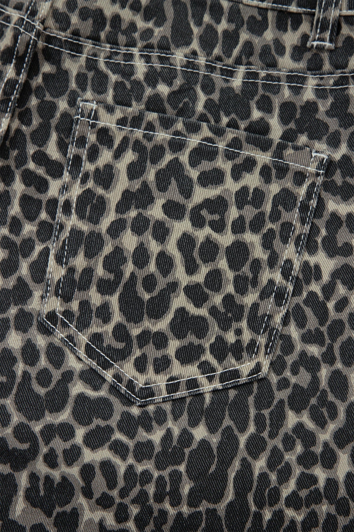 High-Rise Black Leopard Print Barrel Jeans