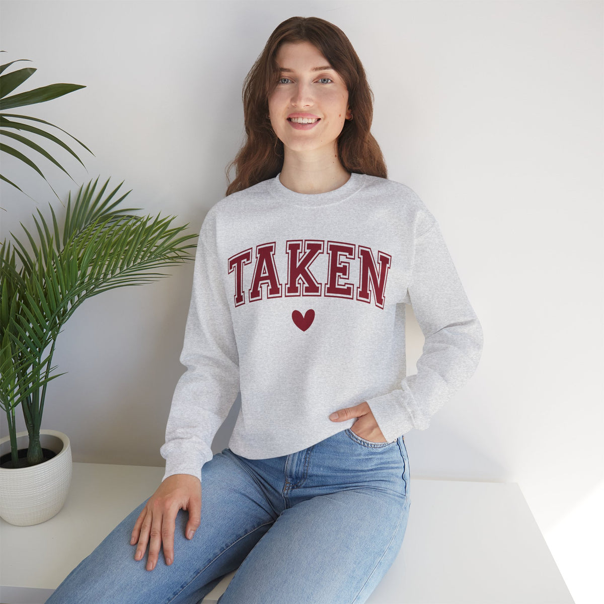 Taken - Varsity – Gildan Heavy Blend | Trendy Women’s Soft Sweatshirt. Direct to Garment. Printed & Shipped in the USA. Unisex Sizes.