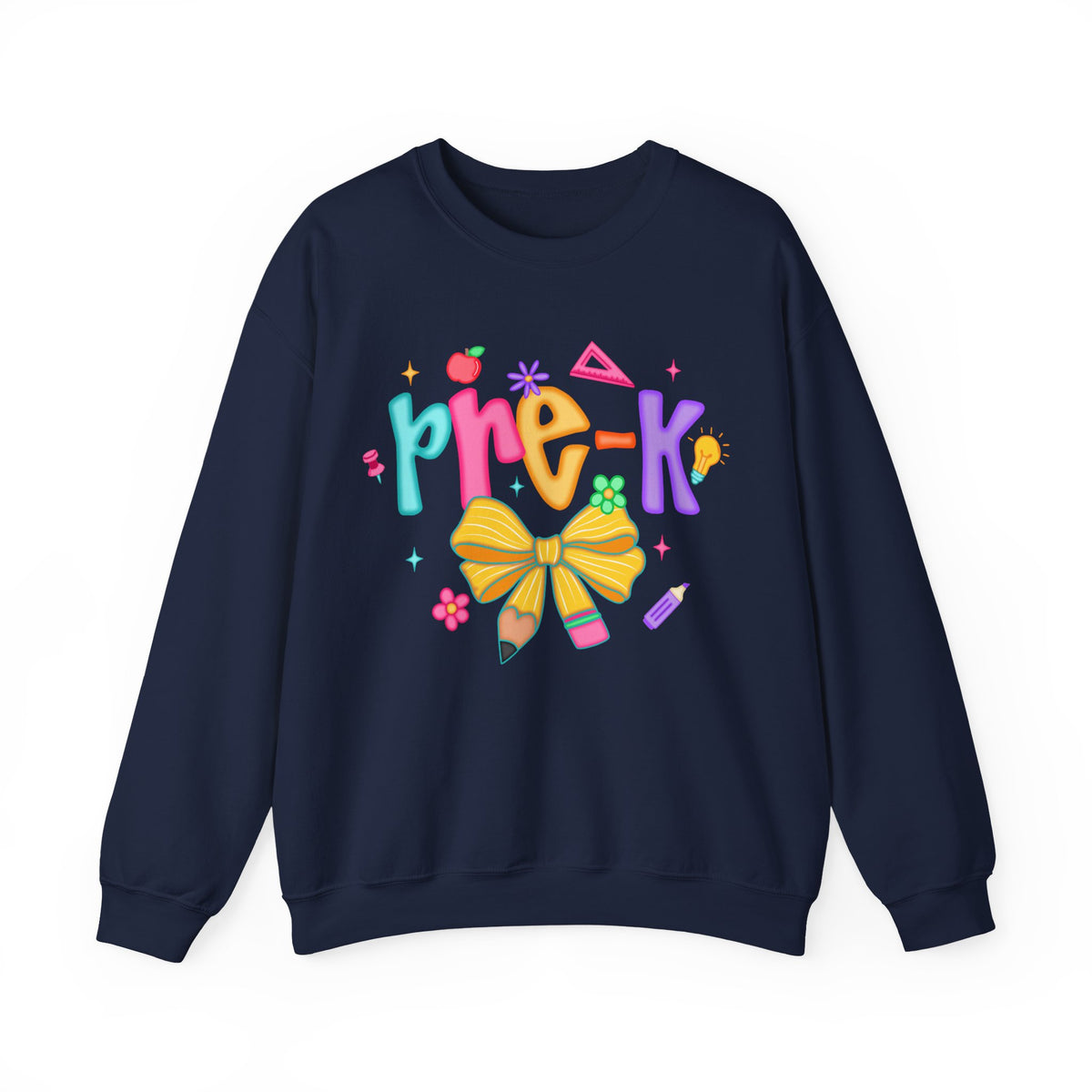 Coquette Pre-K Pencil Bow – Gildan Heavy Blend | Trendy Women’s Soft Sweatshirt. Direct to Garment. Printed & Shipped in the USA. Unisex Sizes.