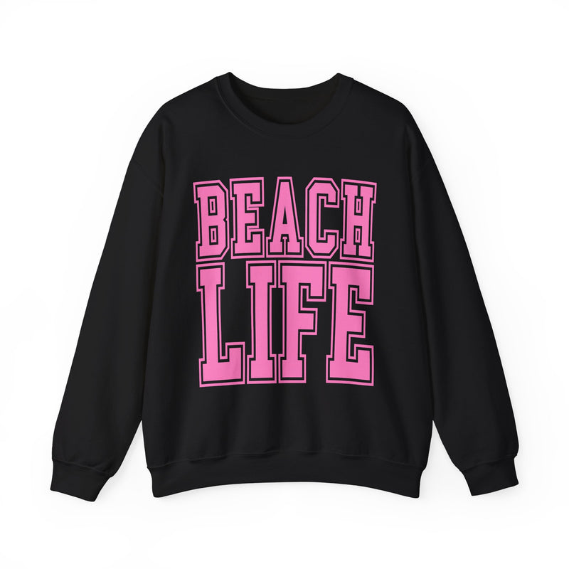 Beach Life – Gildan Heavy Blend | Trendy Men's & Women’s Soft Sweatshirt. Direct to Garment. Printed & Shipped in the USA. Unisex Sizes.
