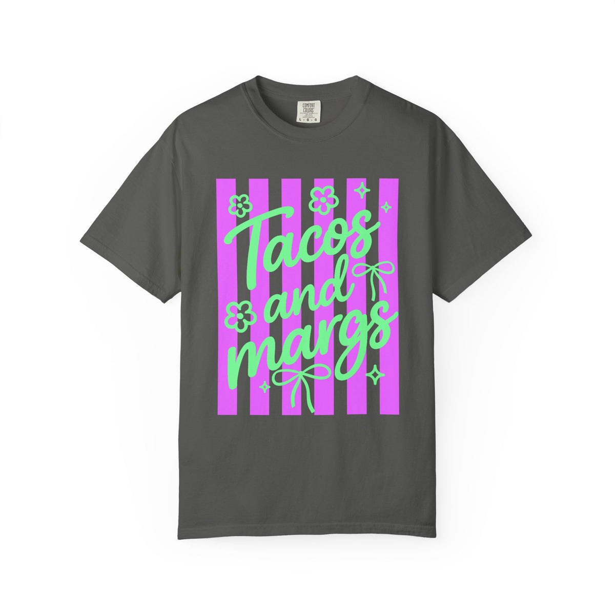 Tacos and Margs - Comfort Colors | Trendy Women's T-Shirt. Direct to Garment. Printed & Shipped in the USA. Unisex Sizes.