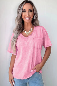 Bubblegum Pink Mineral Wash Top with Pocket