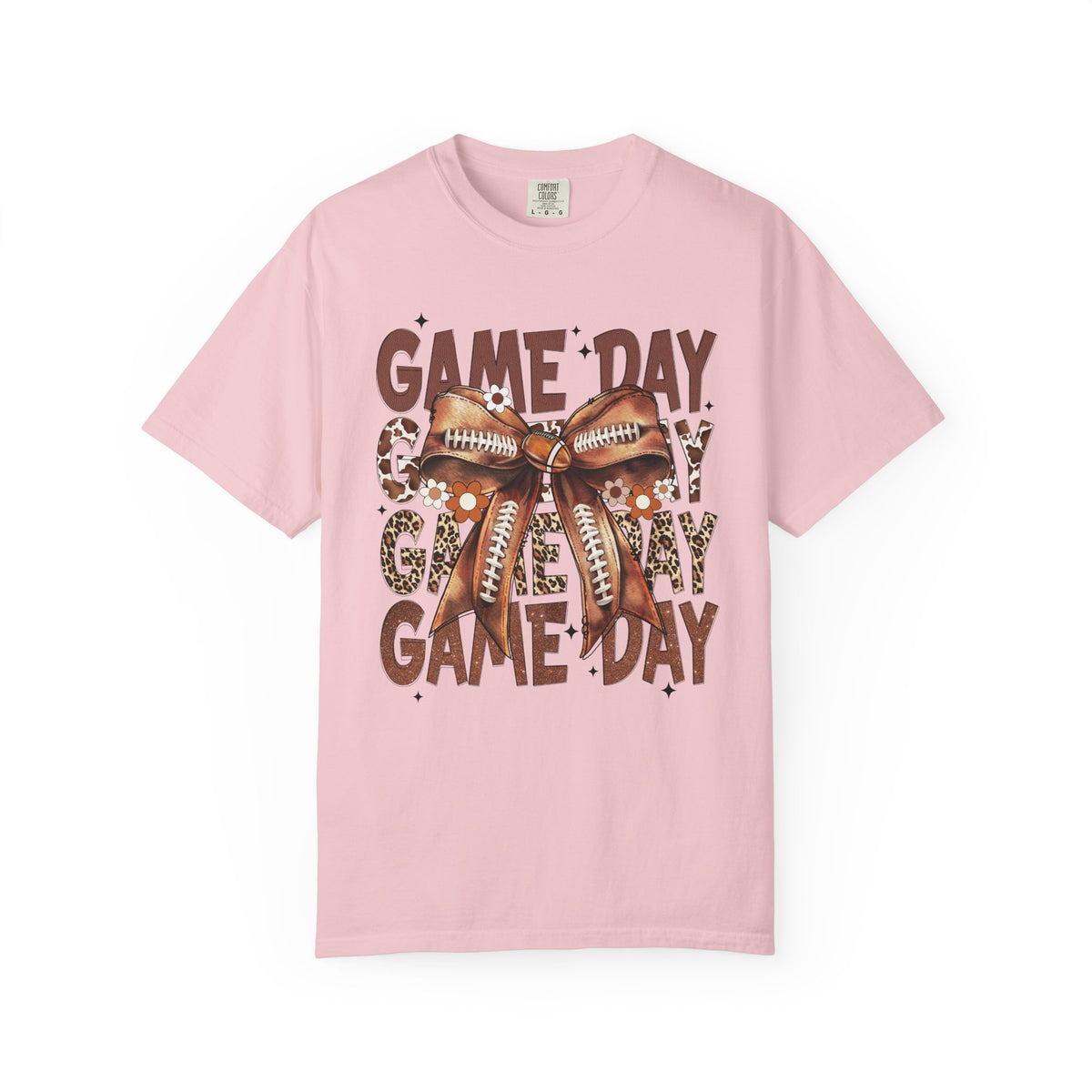Game Day - Football Bow - Comfort Colors | Trendy Women's T-Shirt. Direct to Garment. Printed & Shipped in the USA. Unisex Sizes.