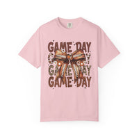 Game Day - Football Bow - Comfort Colors | Trendy Women's T-Shirt. Direct to Garment. Printed & Shipped in the USA. Unisex Sizes.