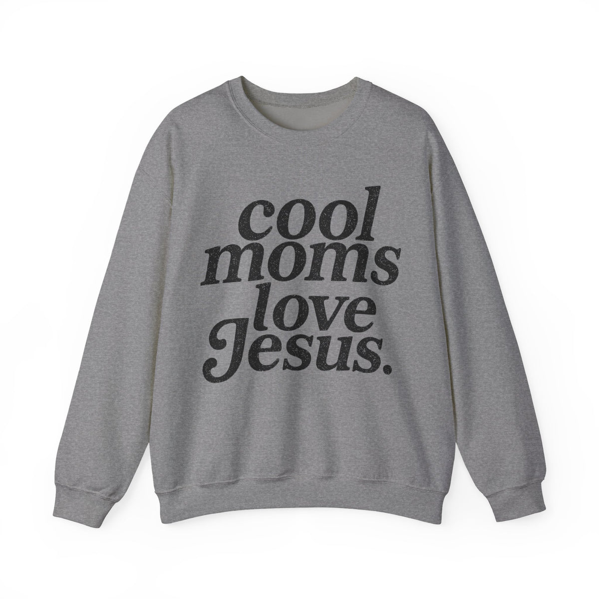 Cool Moms Love Jesus, Vintage – Gildan Heavy Blend | Trendy Women’s Soft Sweatshirt. Direct to Garment. Printed & Shipped in the USA. Unisex Sizes.
