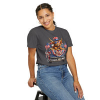 Patriotic Highland, America's 250th Birthday - Comfort Colors | Trendy Women's and Men's T-Shirt. Direct to Garment. Printed & Shipped in the USA. Unisex Sizes.
