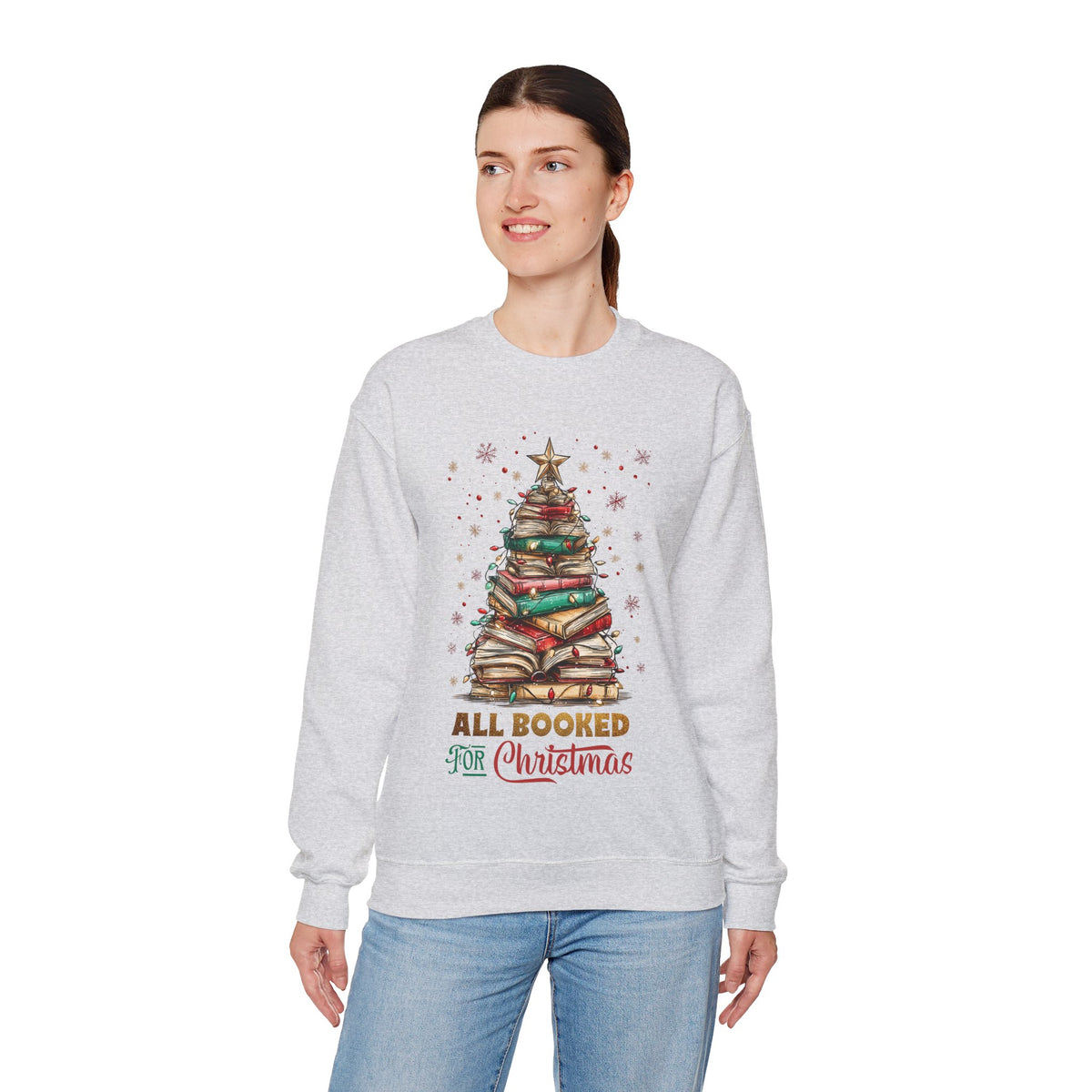 All Booked For Christmas – Gildan Heavy Blend | Trendy Women’s Soft Sweatshirt. Direct to Garment. Printed & Shipped in the USA. Unisex Sizes.