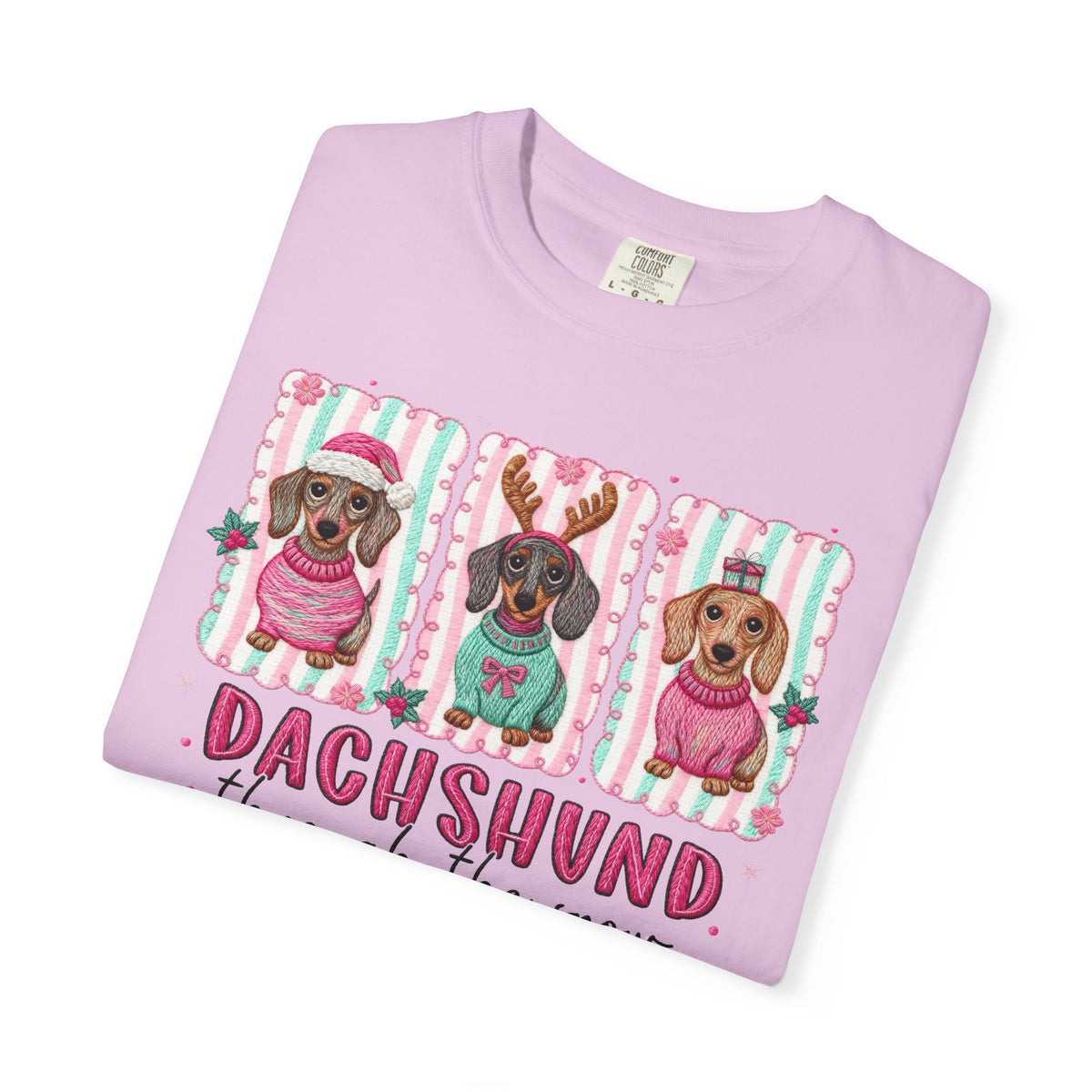 Dachshund Through the Snow - Comfort Colors | Trendy Women's T-Shirt. Direct to Garment. Printed & Shipped in the USA. Unisex Sizes.