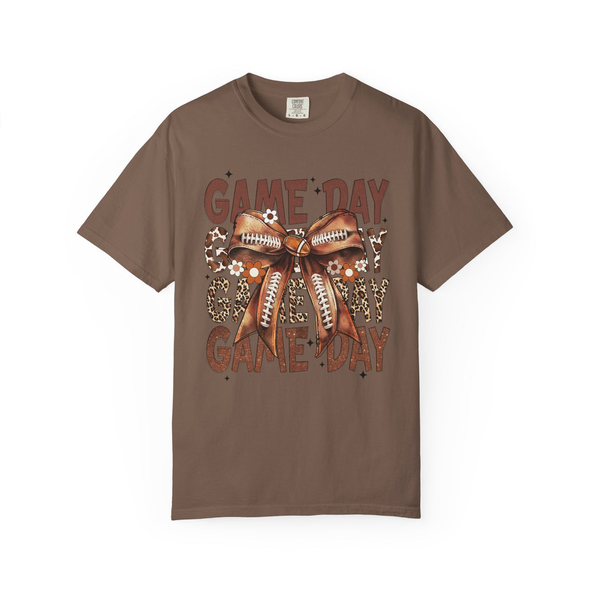 Game Day - Football Bow - Comfort Colors | Trendy Women's T-Shirt. Direct to Garment. Printed & Shipped in the USA. Unisex Sizes.
