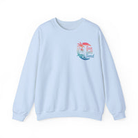Sun Salt Sand, Beach Sunset - Front & Back Print – Gildan Heavy Blend | Trendy Women’s and Men's Soft Sweatshirt. Direct to Garment. Printed & Shipped in the USA. Unisex Sizes.