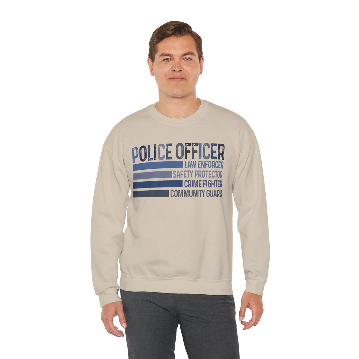 Police Officer - Description – Gildan Heavy Blend | Trendy Men's and Women’s Soft Sweatshirt. Direct to Garment. Printed & Shipped in the USA. Unisex Sizes.