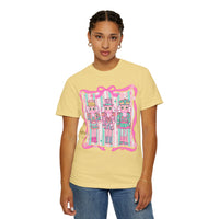 Coquette Pastel Christmas Nutcracker Trio Pink and Green - Comfort Colors | Trendy Women's T-Shirt. Direct to Garment. Printed & Shipped in the USA. Unisex Sizes.