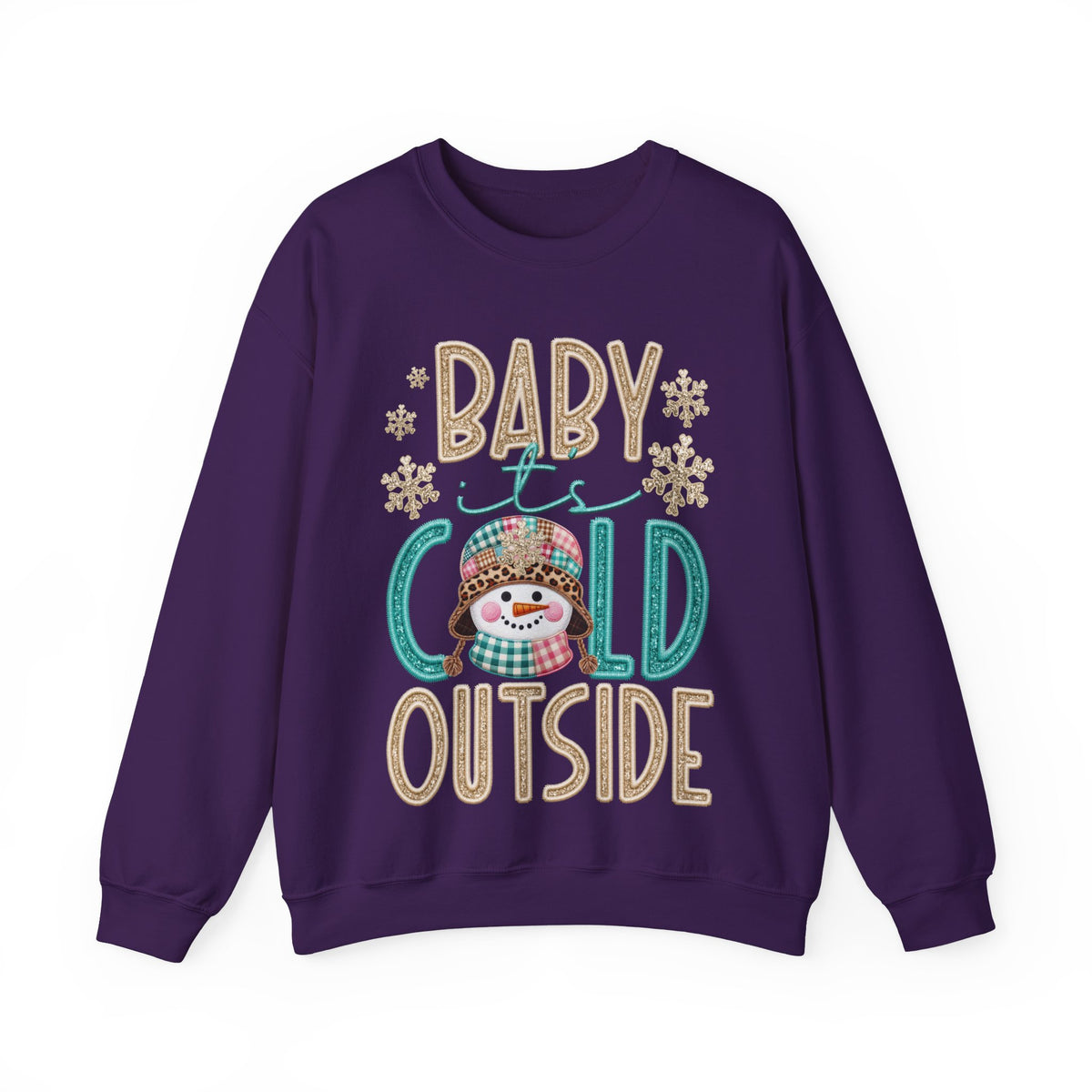 Baby It's Cold Outside Snowman – Gildan Heavy Blend | Trendy Women’s Soft Sweatshirt. Direct to Garment. Printed & Shipped in the USA. Unisex Sizes.