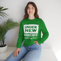 Under New Management "Speak To My Fiance" – Gildan Heavy Blend | Trendy Men's and Women’s Soft Sweatshirt. Direct to Garment. Printed & Shipped in the USA. Unisex Sizes.