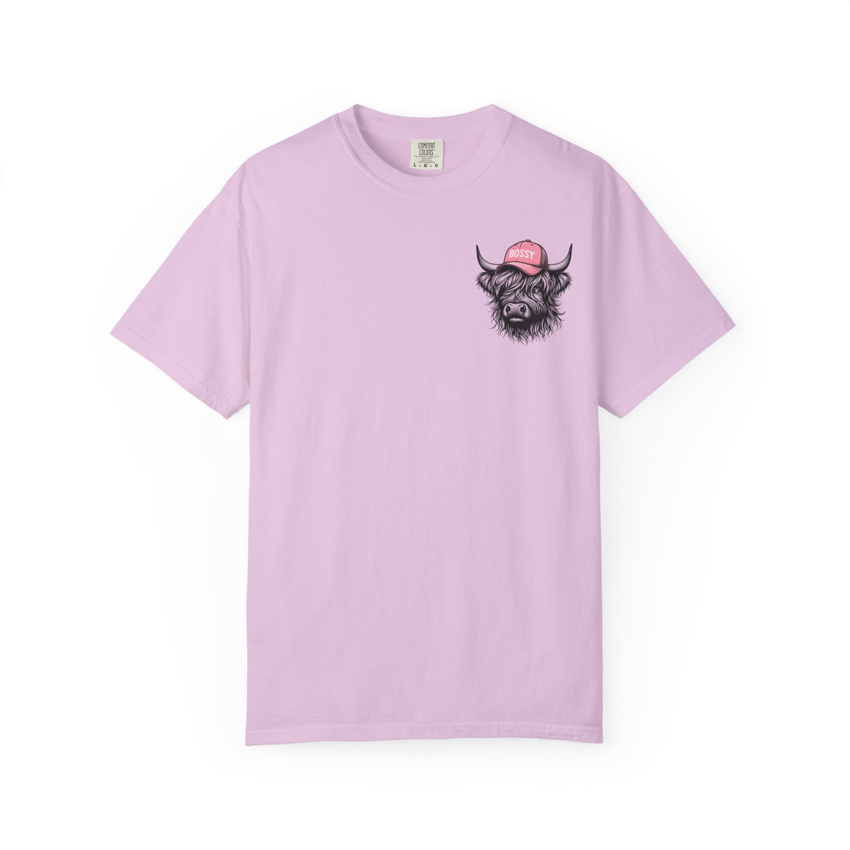 Head Heffa Highland Cow, Front & Back Print - Comfort Colors | Trendy Women's T-Shirt. Direct to Garment. Printed & Shipped in the USA. Unisex Sizes.