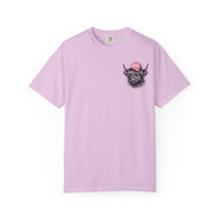 Head Heffa Highland Cow, Front & Back Print - Comfort Colors | Trendy Women's T-Shirt. Direct to Garment. Printed & Shipped in the USA. Unisex Sizes.