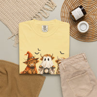 Highland Cows Halloween Costumes - Comfort Colors | Trendy Women's T-Shirt. Direct to Garment. Printed & Shipped in the USA. Unisex Sizes.