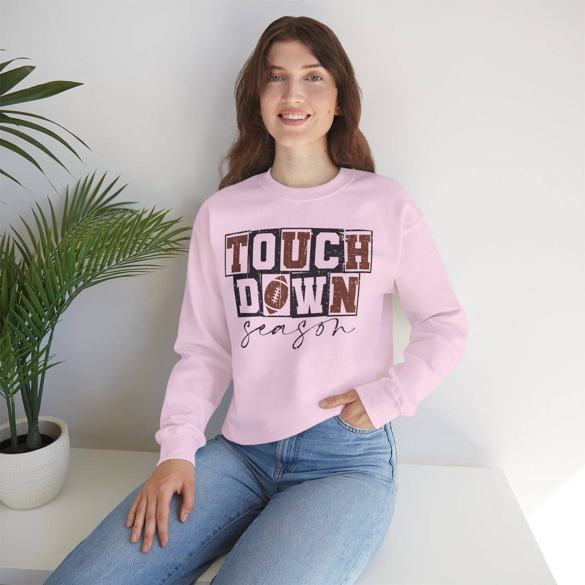 Touchdown Season - Distressed – Gildan Heavy Blend | Trendy Men's and Women’s Soft Sweatshirt. Direct to Garment. Printed & Shipped in the USA. Unisex Sizes.