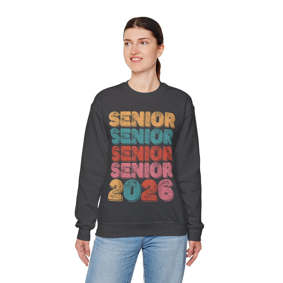 Senior Class of 2026 Retro – Gildan Heavy Blend | Trendy Men's and Women’s Soft Sweatshirt. Direct to Garment. Printed & Shipped in the USA. Unisex Sizes.