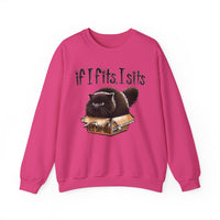 If I Fits I Sits, Cat in a Box – Gildan Heavy Blend | Trendy Women’s and Men's Soft Sweatshirt. Direct to Garment. Printed & Shipped in the USA. Unisex Sizes.