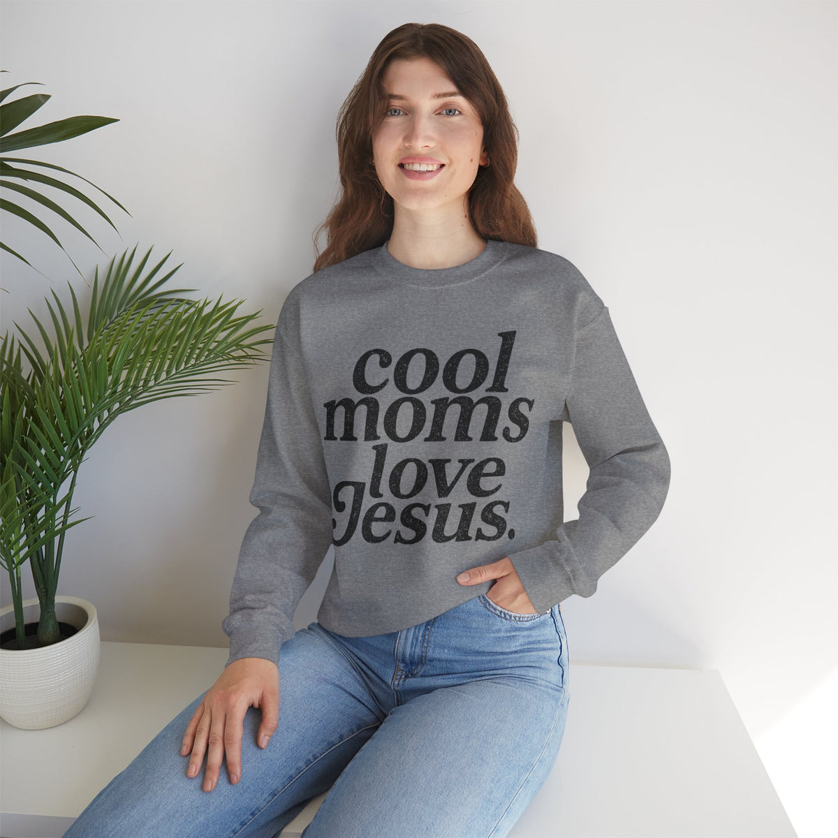 Cool Moms Love Jesus, Vintage – Gildan Heavy Blend | Trendy Women’s Soft Sweatshirt. Direct to Garment. Printed & Shipped in the USA. Unisex Sizes.