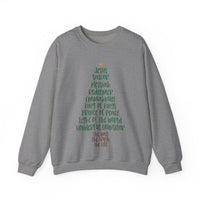 Jesus Names Christmas Tree – Gildan Heavy Blend | Trendy Women’s Soft Sweatshirt. Direct to Garment. Printed & Shipped in the USA. Unisex Sizes.
