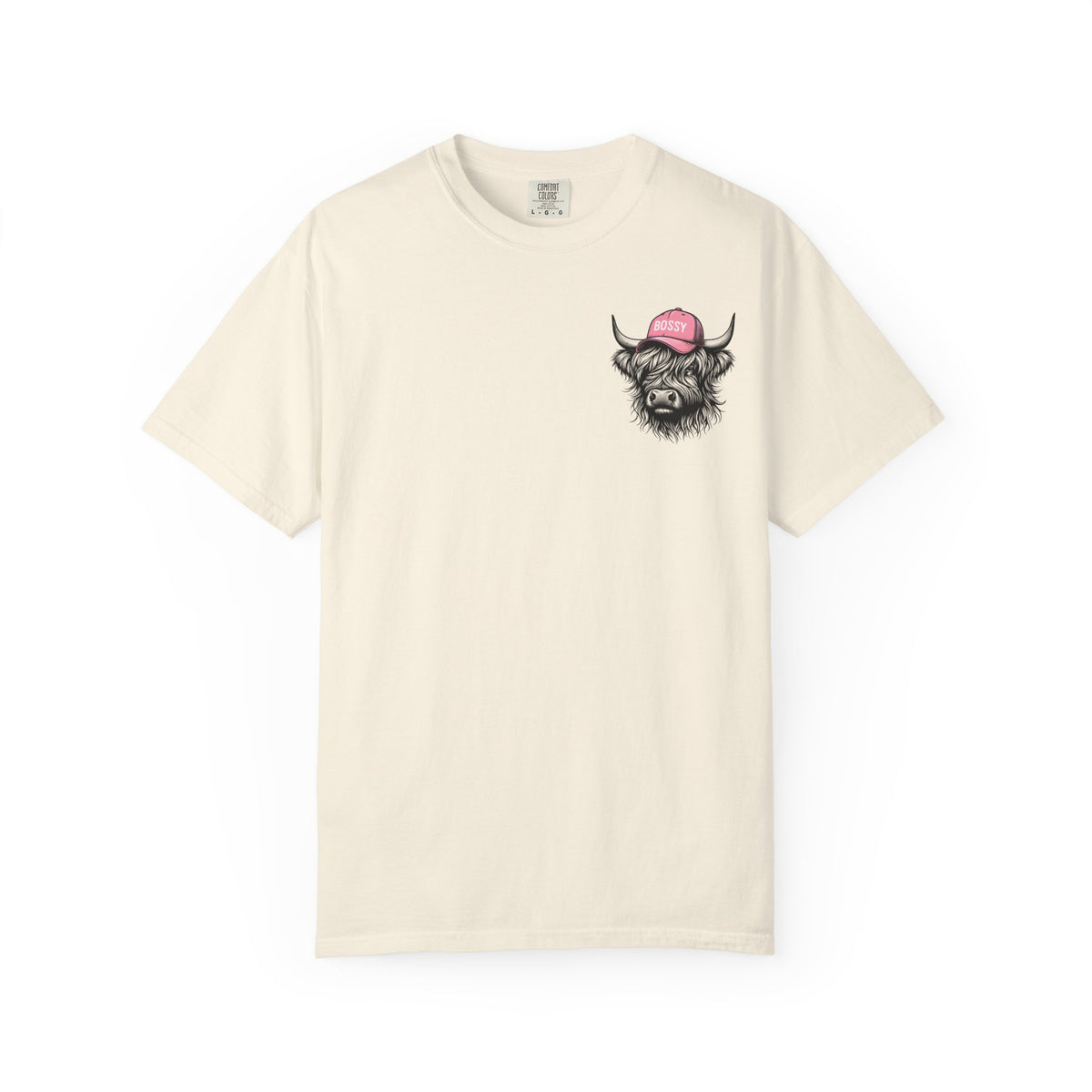 Head Heffa Highland Cow, Front & Back Print - Comfort Colors | Trendy Women's T-Shirt. Direct to Garment. Printed & Shipped in the USA. Unisex Sizes.