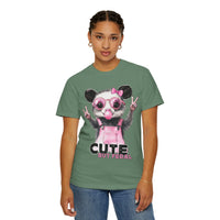 Cute But Feral, Possum in Pink Bibs - Comfort Colors | Trendy Women's T-Shirt. Direct to Garment. Printed & Shipped in the USA. Unisex Sizes.