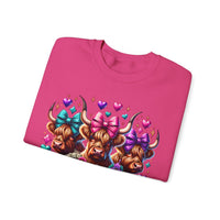 Cute Highland Cows Bingo Squad – Gildan Heavy Blend | Trendy Women’s Soft Sweatshirt. Direct to Garment. Printed & Shipped in the USA. Unisex Sizes.