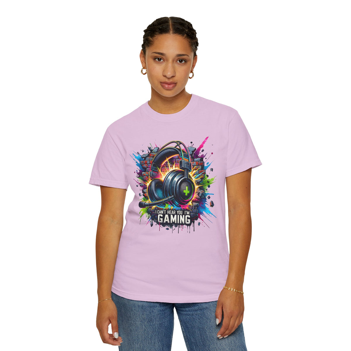 Gaming Headset I Can't Hear You, I'm Gaming - Comfort Colors | Trendy Men's And Women's T-Shirt. Direct to Garment. Printed & Shipped in the USA. Unisex Sizes.