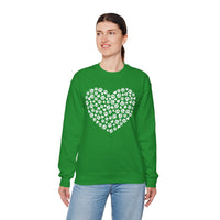 Dog Paw Heart – Gildan Heavy Blend | Trendy Women’s Soft Sweatshirt. Direct to Garment. Printed & Shipped in the USA. Unisex Sizes.