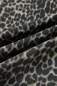 High-Rise Black Leopard Print Barrel Jeans