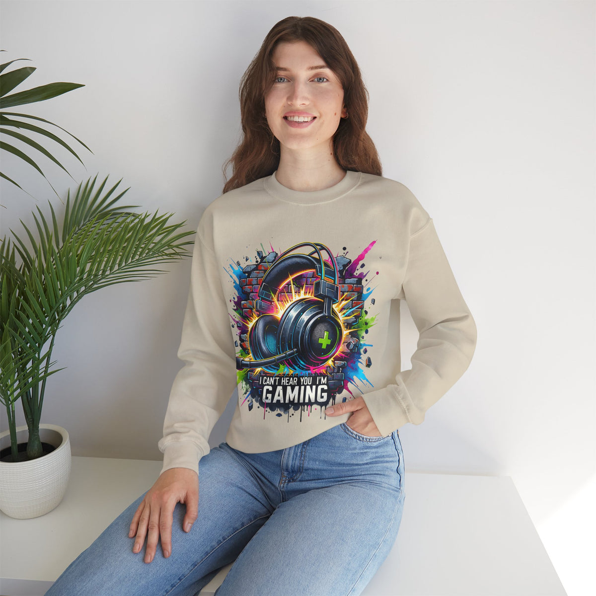 Gaming Headset I Can't Hear You, I'm Gaming – Gildan Heavy Blend | Trendy Women’s and Men's Soft Sweatshirt. Direct to Garment. Printed & Shipped in the USA. Unisex Sizes.