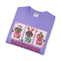 Dachshund Through the Snow - Comfort Colors | Trendy Women's T-Shirt. Direct to Garment. Printed & Shipped in the USA. Unisex Sizes.