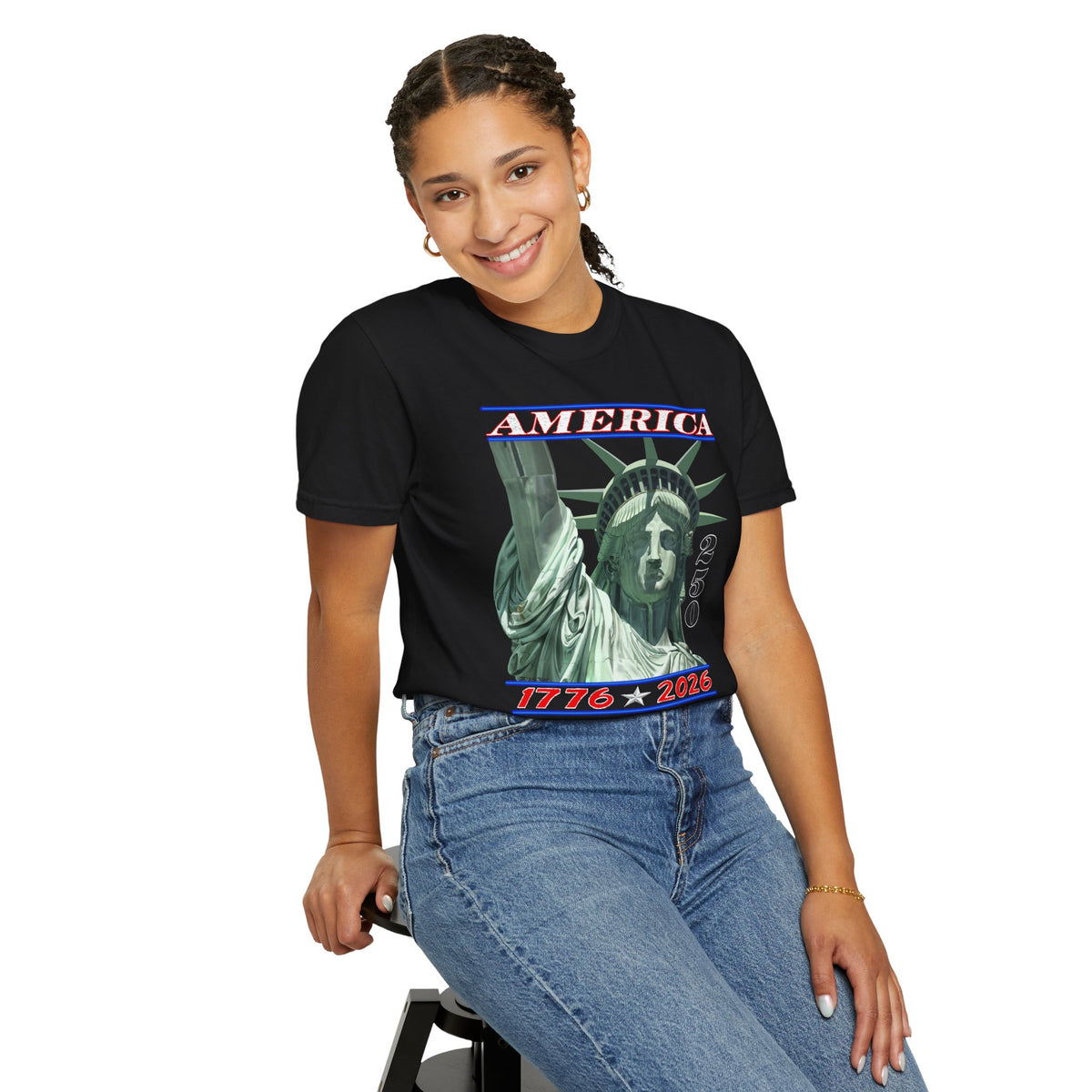 America's 250th Birthday, Statue of Liberty - Comfort Colors | Trendy Men's and Women's T-Shirt. Direct to Garment. Printed & Shipped in the USA. Unisex Sizes.