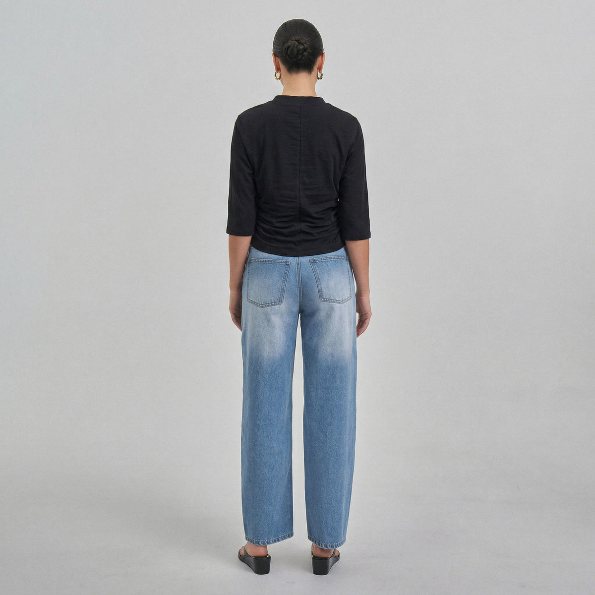 Jaclyn (Black) 3/4 Sleeve 94% Cotton Top