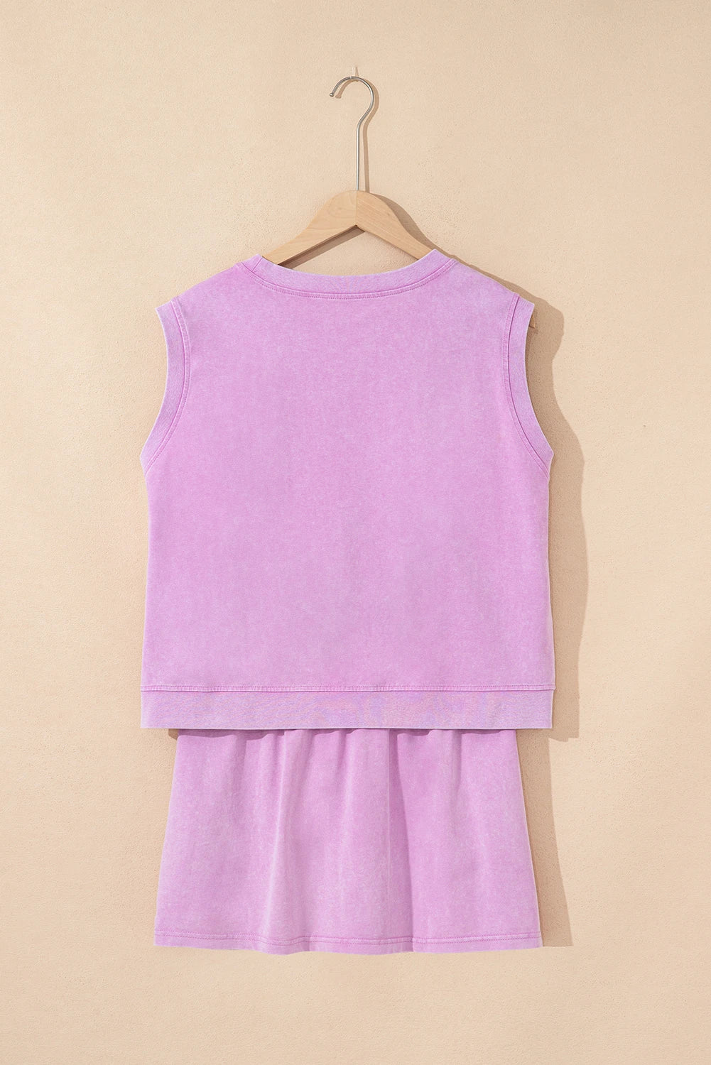 Phalaenopsis 2 Pieces Mineral Wash Cotton Tank Top Lined Split Skirt Set