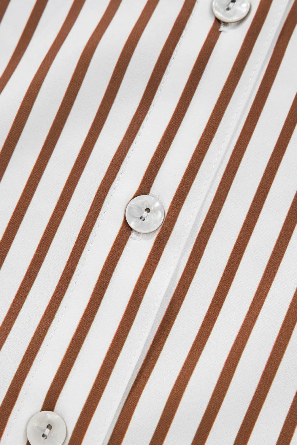 Brown & White Striped and Leopard Print Shirt Dress with Pockets