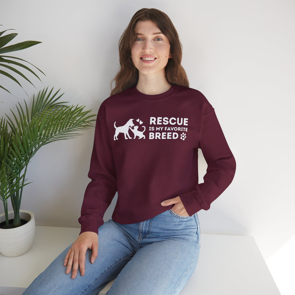Rescue Is My Favorite Breed *This Shirt Saves Lives* – Gildan Heavy Blend | Trendy Men's and Women’s Soft Sweatshirt. Direct to Garment. Printed & Shipped in the USA. Unisex Sizes.