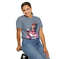 Dramatic Girl With Wine Messy Bun Peace Sign  - Comfort Colors | Trendy Women's T-Shirt. Direct to Garment. Printed & Shipped in the USA. Unisex Sizes.