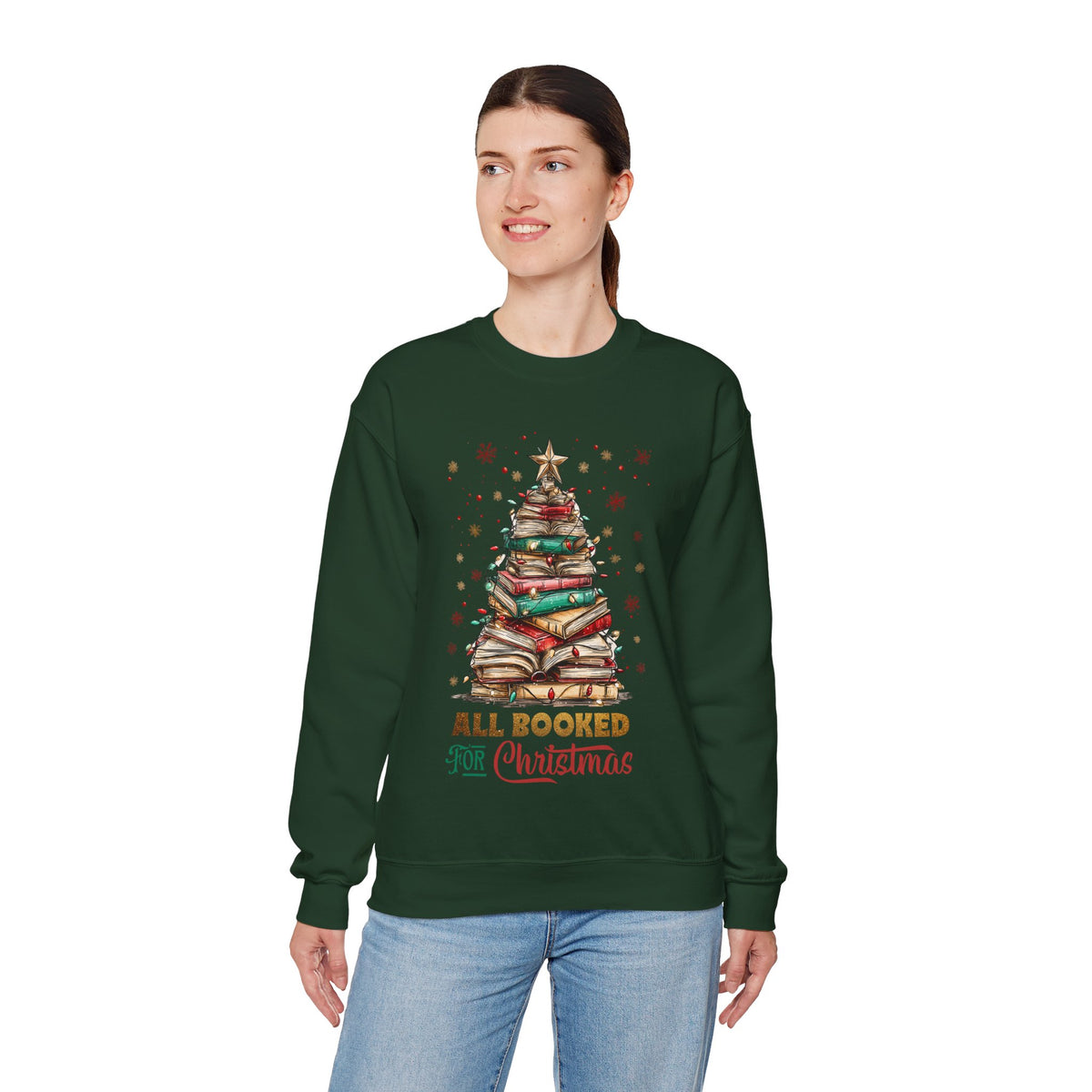 All Booked For Christmas – Gildan Heavy Blend | Trendy Women’s Soft Sweatshirt. Direct to Garment. Printed & Shipped in the USA. Unisex Sizes.