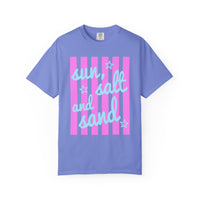 Sun, Salt and Sand - Comfort Colors | Trendy Women's T-Shirt. Direct to Garment. Printed & Shipped in the USA. Unisex Sizes.