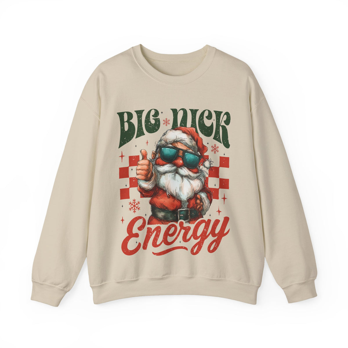 Big Nick Energy - Retro Santa Thumbs Up – Gildan Heavy Blend | Trendy Men's and Women’s Soft Sweatshirt. Direct to Garment. Printed & Shipped in the USA. Unisex Sizes.
