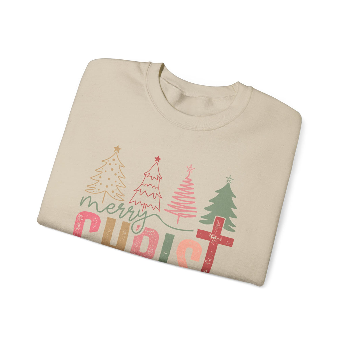 Merry ChrisTmas Christian Faith Graphic – Gildan Heavy Blend | Trendy Women’s Soft Sweatshirt. Direct to Garment. Printed & Shipped in the USA. Unisex Sizes.
