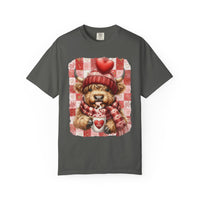 Highland Cow Be Mine, Red Checkered - Comfort Colors | Trendy Women's T-Shirt. Direct to Garment. Printed & Shipped in the USA. Unisex Sizes.