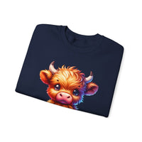 Sugar Addict Highland Cow – Gildan Heavy Blend | Trendy Women’s Soft Sweatshirt. Direct to Garment. Printed & Shipped in the USA. Unisex Sizes.