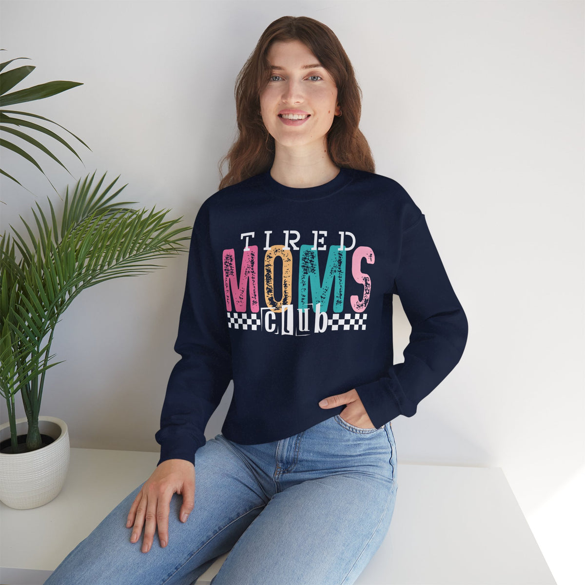 Tired Moms Club Pastel – Gildan Heavy Blend | Trendy Women’s Soft Sweatshirt. Direct to Garment. Printed & Shipped in the USA. Unisex Sizes.